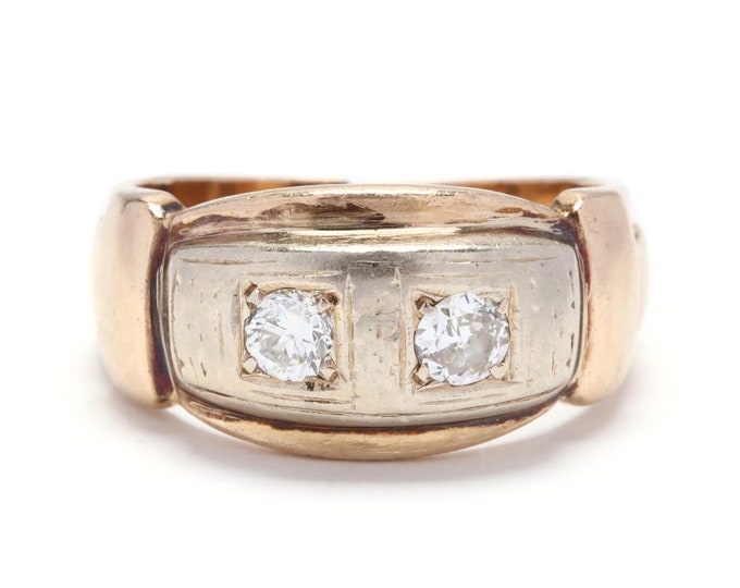 Estate Diamond Ring Vintage 14K Solid Yellow Gold Natural Diamonds Half Carat Total Weight Gents Gentlemen Men Mans Size 9 Father's Day