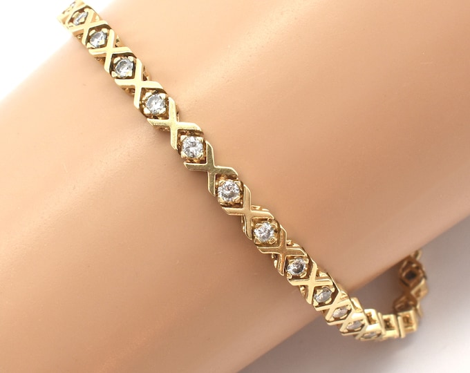 Estate Diamond Bracelet Vintage 14K Solid Yellow Gold Natural Diamonds Over 2 Carats Total Weight Tennis Over 7 Inches Long Holiday Gift