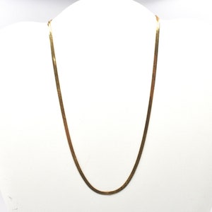 Estate Gold Necklace Vintage 14K Solid Yellow Gold Herringbone Chain 16 Inches Long 2.51 Millimeters Wide Made in Italy Holiday Gift