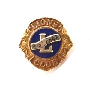 Estate Gold Pin Vintage 10K Solid Yellow Gold Lions Club Past President Tie Tack Lapel Hat Pin Holiday Gift