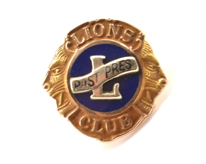 Estate Gold Pin Vintage 10K Solid Yellow Gold Lions Club Past President Tie Tack Lapel Hat Pin Holiday Gift