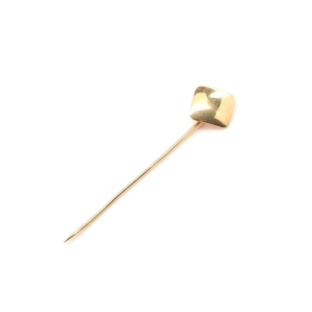 Gold Square Pin Estate Gold Pin Vintage 14K Solid Yellow Gold Square Stick Pin Cravat ...