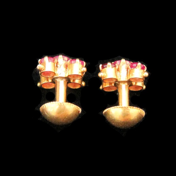 Estate Ruby Studs Vintage 18K Solid Yellow Gold N… - image 6