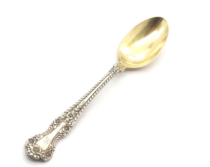 Estate Demitasse Spoon Gorham Cambridge 1899 Vintage 925 Solid Sterling Silver Gold Wash 4 1/8 Inches Long Holiday Gift