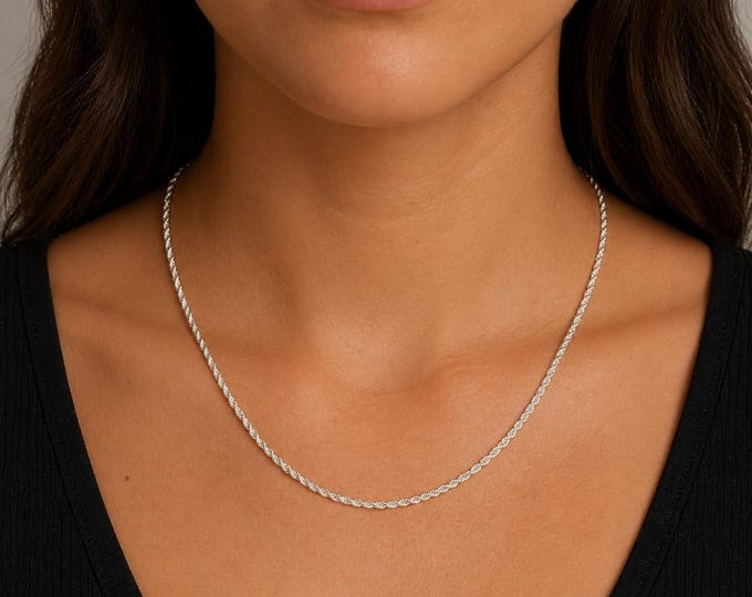 Estate 14K Solid Yellow Gold Twisted Rope Chain Necklace 18"