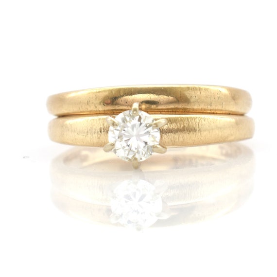 14K Solid Yellow Gold Natural Diamond Gift Ring S… - image 1