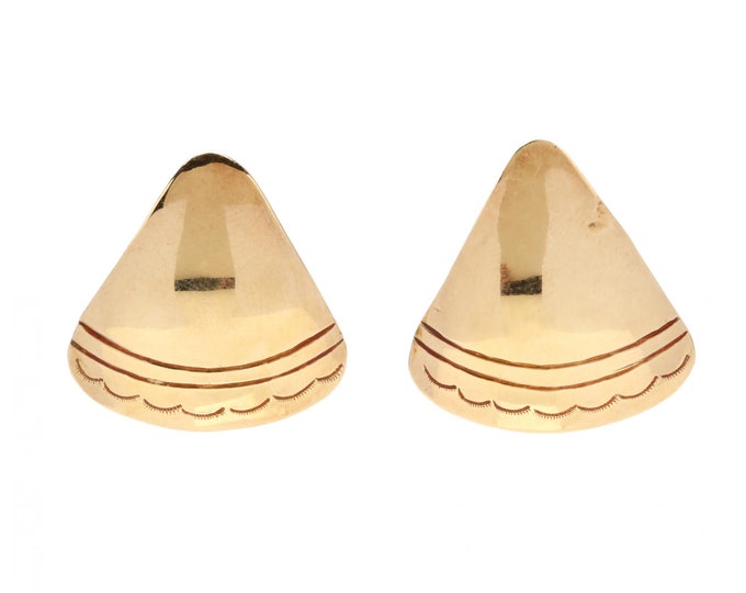 Estate Gold Earrings Vintage 18K Solid Yellow Gold Omega Clips Holiday Gift