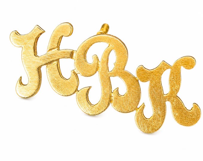 14K Yellow Gold Script Initials HBK Lapel Pin – Estate Jewelry