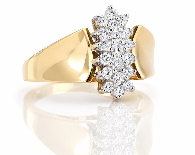 Estate Diamond Cluster Ring, 14K Yellow Gold, Size 12