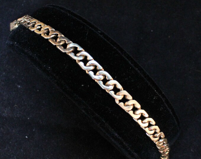 Estate Gold Bracelet Vintage 14K Solid Yellow Gold Curb Chain 8 Inches Long Heavy Link Bracelet Men Women Unisex Father's Day