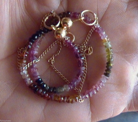 14K Solid Yellow Gold Multi-Colored Natural Tourm… - image 4