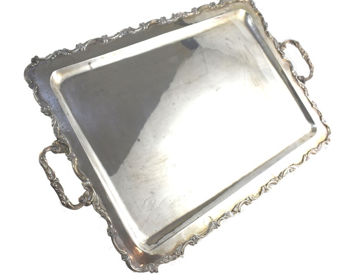 Estate Silver Tray Vintage 925 Solid Sterling Silver Rectangular Two Handles Holiday Gift Gift