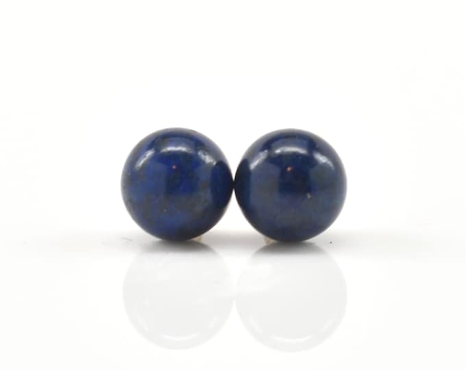 Estate Lapis Earrings Vintage 14K Solid Yellow Gold Natural Lapis Lazuli Studs 3.44 Carats Total Weight December Birthstone Holiday Gift
