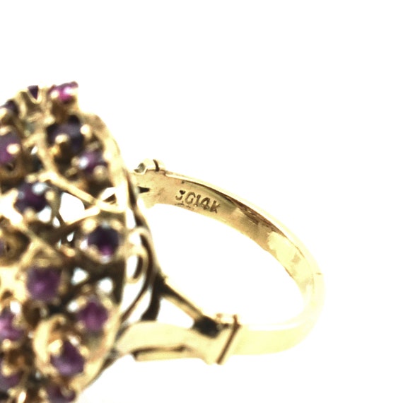 Estate Ruby Ring Vintage 14K Solid Yellow Gold Na… - image 3