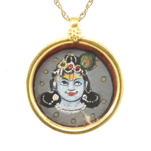 Estate Krishna Charm Vintage 14K Solid Yellow Gold Hindu Diety Holiday Gift