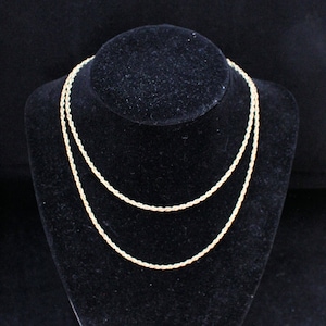 Estate Gold Necklace Vintage 14K Solid Yellow Gold Twisted Rope Chain 30 Inches Long Holiday Gift