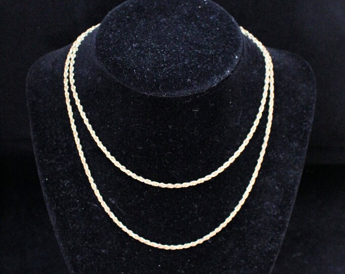 Estate Gold Necklace Vintage 14K Solid Yellow Gold Twisted Rope Chain 30 Inches Long Holiday Gift