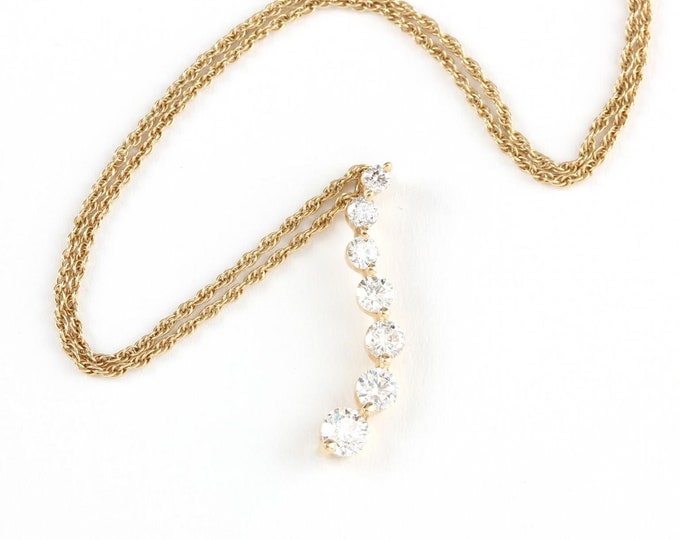 Estate Diamond Necklace Vintage 14K Solid Yellow Gold Natural Diamonds .93 Carats Total Weight 16.25 Inches Long Holiday Gift