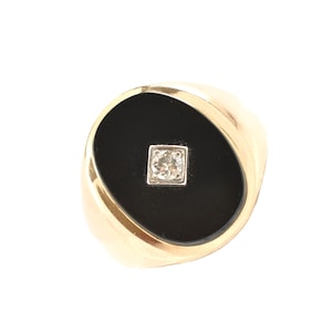 Estate Onyx Ring Vintage 14K Solid Yellow Gold Natural Diamond Size 14 Gent&#39;s Men&#39;s Man Guy Holiday Gift