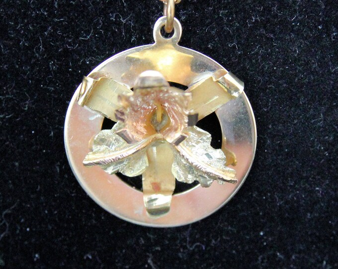 Estate 14K Yellow Gold 3D Orchid Flower Pendant Charm 4.8 Grams Merry  1964 Holiday Gift