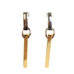 Estate Gold Earrings Vintage 14K Solid White & Yellow Gold Drop Dangle Earrings Holiday Gift