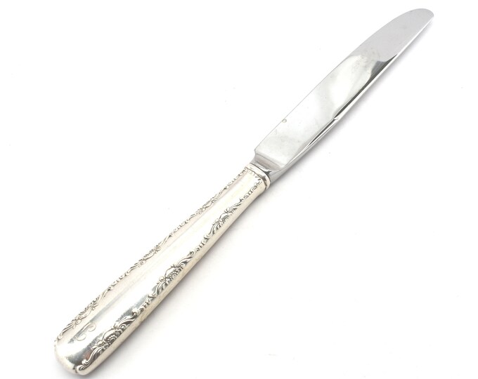 Estate Silver Knife Gorham Camellia 1941 Vintage New French Hollow 925 Sterling Silver Handle Stainless Blade 9 5/8 Inches Long Gift