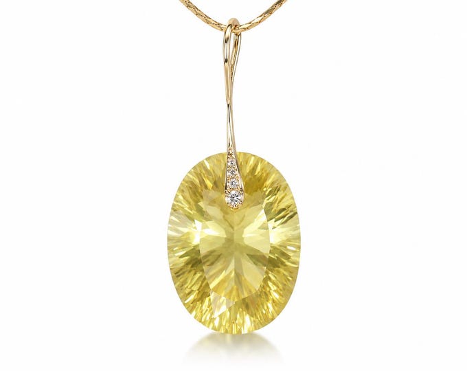 Estate 14K Yellow Gold Citrine Pendant, Diamond Accent