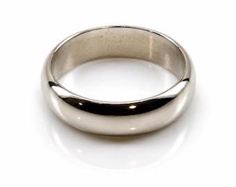 Vintage 14K White Gold Mid Century Minimalist Wedding Band Ring Size 4