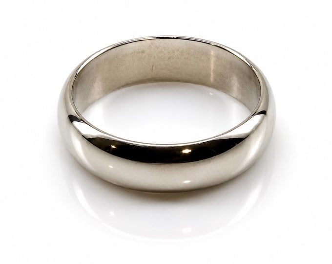 Vintage 14K White Gold Mid Century Minimalist Wedding Band Ring Size 4