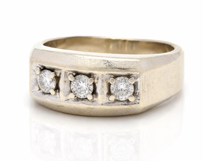 Estate 14K White Gold Diamond Ring, .51 Carat, Size 8.25