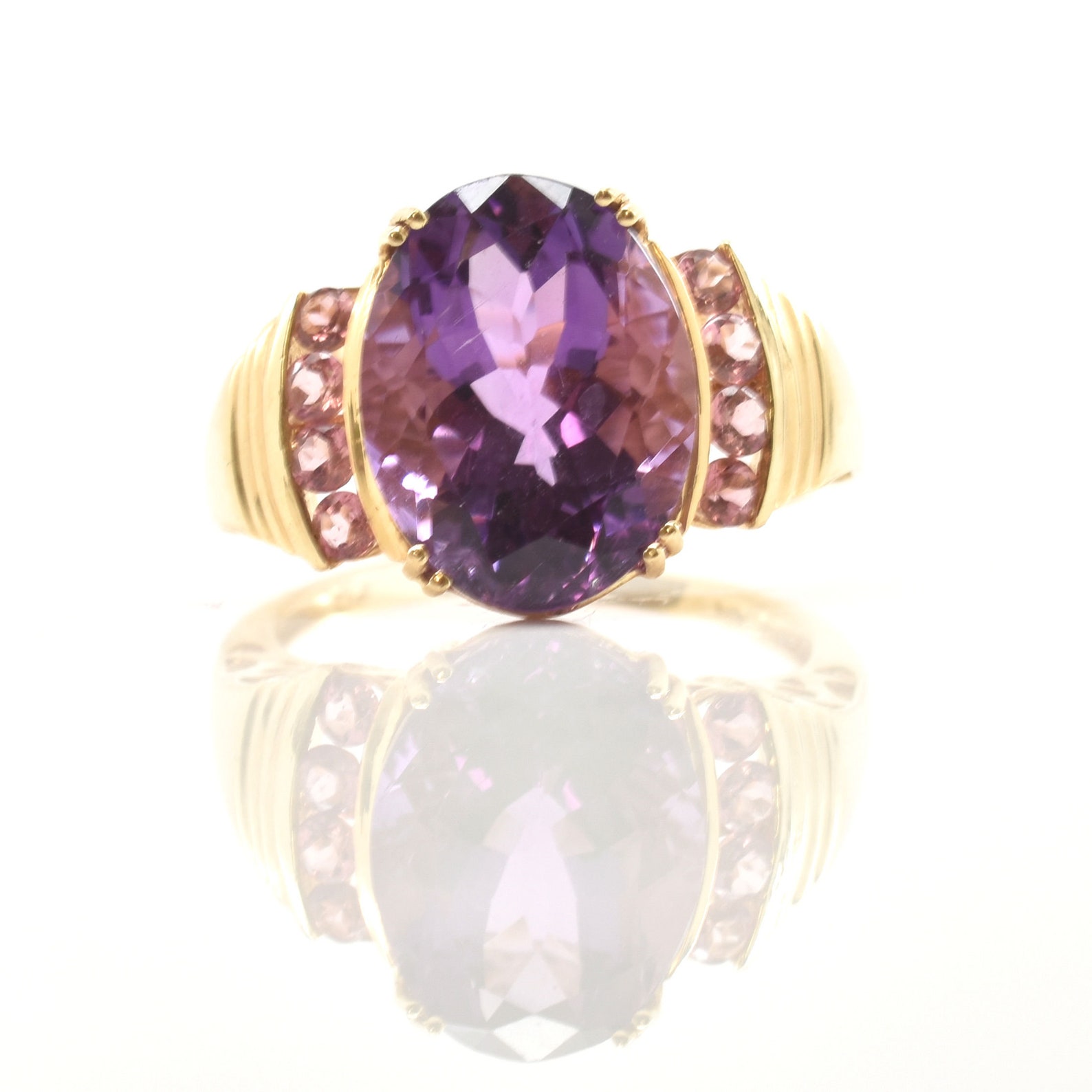 Estate Gemstone Ring 14K Solid Yellow Gold Natural Amethyst Etsy