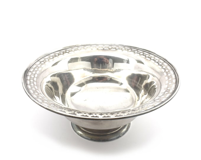 Estate Silver Bowl Vintage 925 Solid Sterling Silver Pierced Edge Serving Bowl No Monogram Holiday Gift
