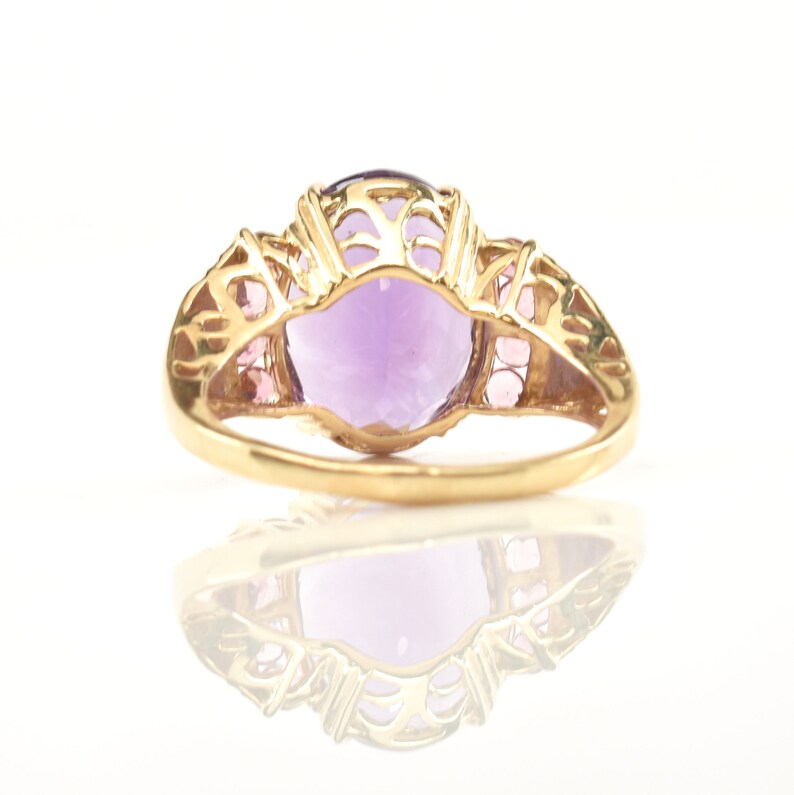Estate Gemstone Ring 14K Solid Yellow Gold Natural Amethyst Etsy