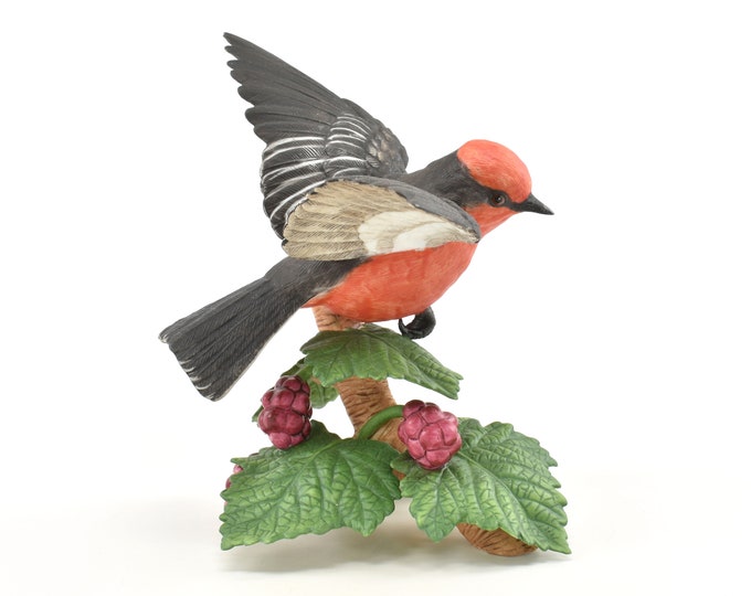 Estate Vermilion Flycatcher Figurine Vintage Lenox Hand Painted Bird Garden Birds 1993 Gift
