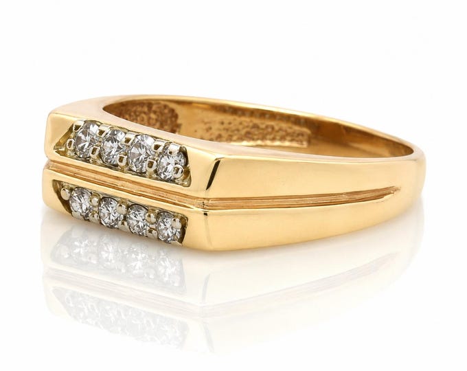 Vintage 14K Yellow Gold Diamond Band Ring, 0.24 CTW, Size 8.5