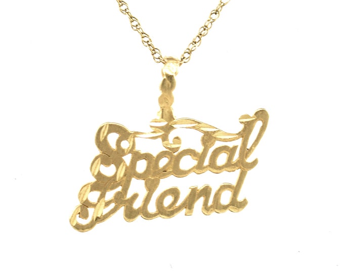 Estate Gold Pendant Vintage 14K Solid Yellow Gold Special Friend Charm Holiday Gift