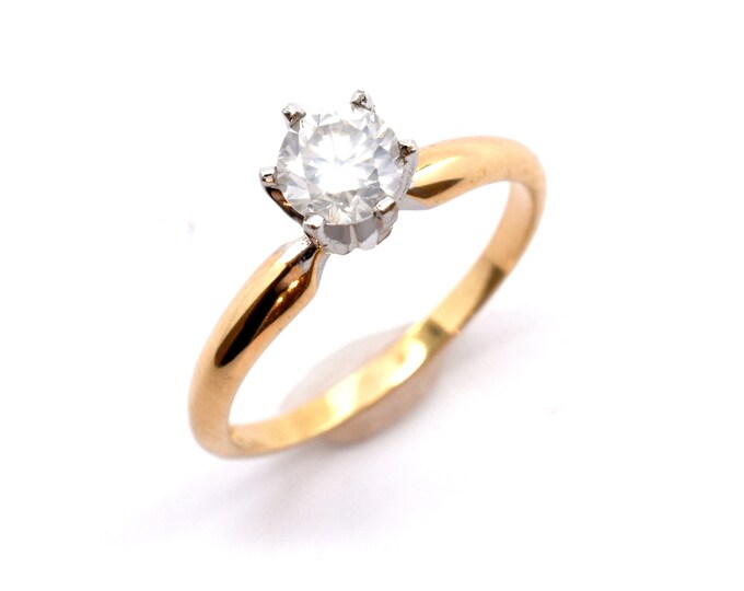 14K Solid Yellow Gold Natural Diamond Ring Over Half Carat Solitaire Engagement Vintage Estate Over 2 Grams Size 6 IGL Certified Gift