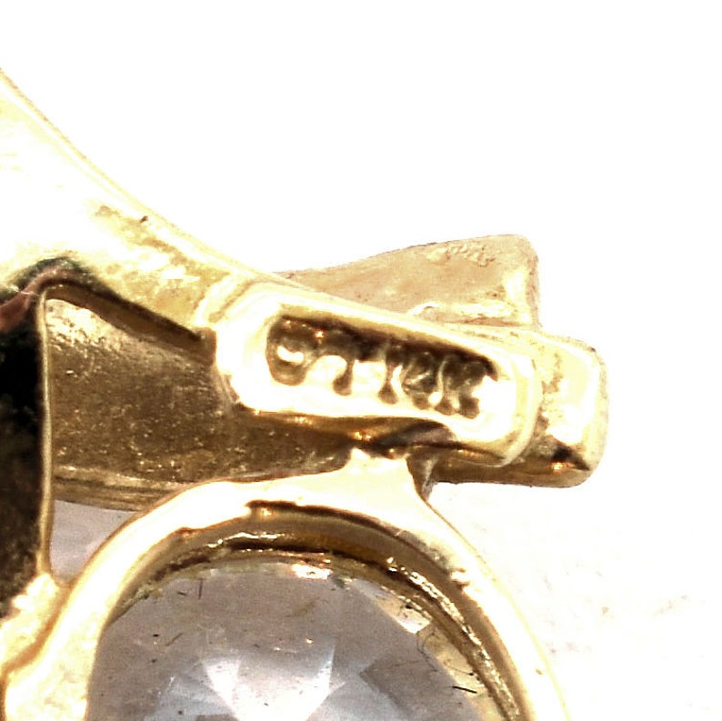 14K Solid Yellow Gold Cubic Zirconia Pendant Vintage Estate Nearly 3 Carats Pear Solitaire Nearly 2 Grams April Birthstone Wedding