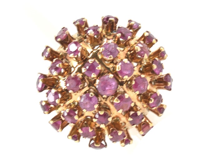 Estate Ruby Ring Vintage 14K Solid Yellow Gold Natural Rubies Nearly 5 Carats Thai Princess Harem Dome July Birthstone Holiday Gift