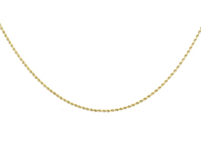 Estate Gold Necklace Vintage 14K Solid Yellow Gold 20.25 Inches Long Twisted Rope Chain Valentine's Day