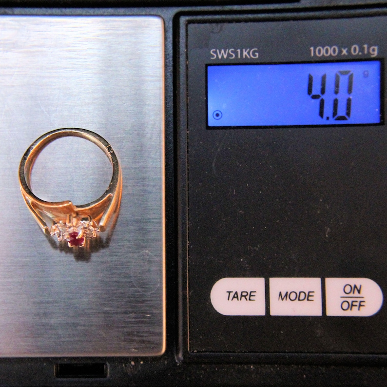 Estate 10K Yellow Gold Marquise Cut Ruby and Diamonds Ring .39 - Etsy