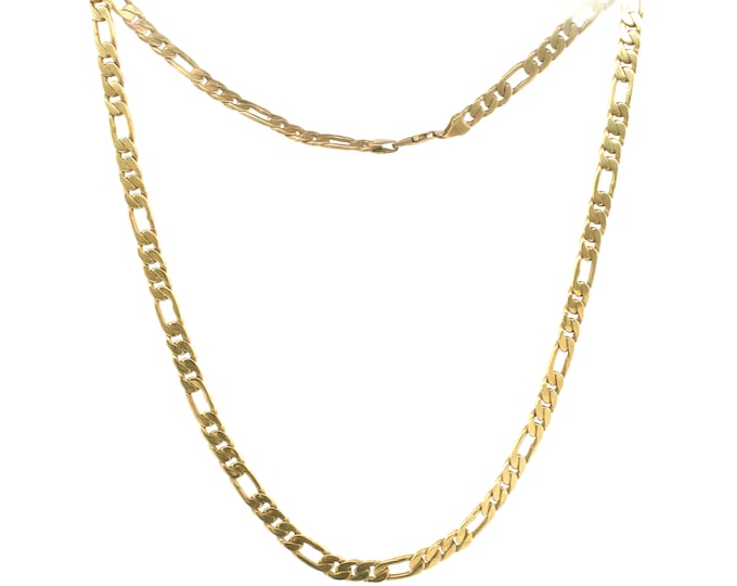 Estate Gold Chain Vintage 14K Solid Yellow Gold Figaro Chain Necklace 24 Inches Long Nearly 7 MM Wide HEAVY Men Women Unisex Father's Day