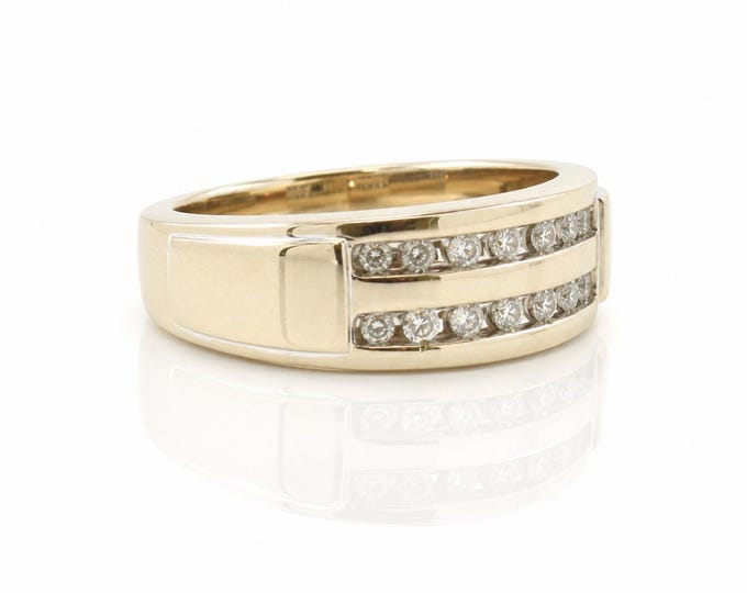 Estate 10K White Gold Diamond Ring Minimalist New Old Stock, Size 8.25