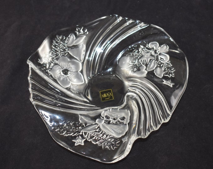 Estate Bon Bon Dish Vintage Mikasa Christmas Medley Clear Pressed Glass Candy Sweet Nut Dish Made in Germany Hostess Holiday Gift