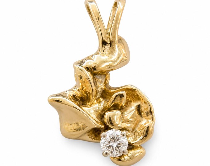 Estate 14K Yellow Gold Diamond Solitaire Pendant, .24 Carat VVS1
