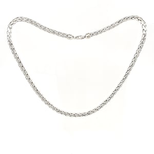 Estate Gold Necklace Vintage 14K Solid White Gold Chain 20 Inches Long Heavy Wheat Chain 6 MM Wide Holiday Gift