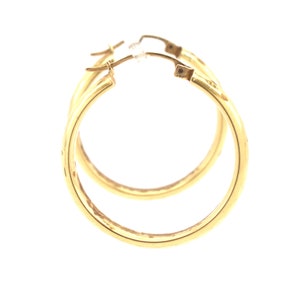 Estate Gold Hoops 14K Solid Yellow Gold Faceted Hoop Earrings Holiday Gift