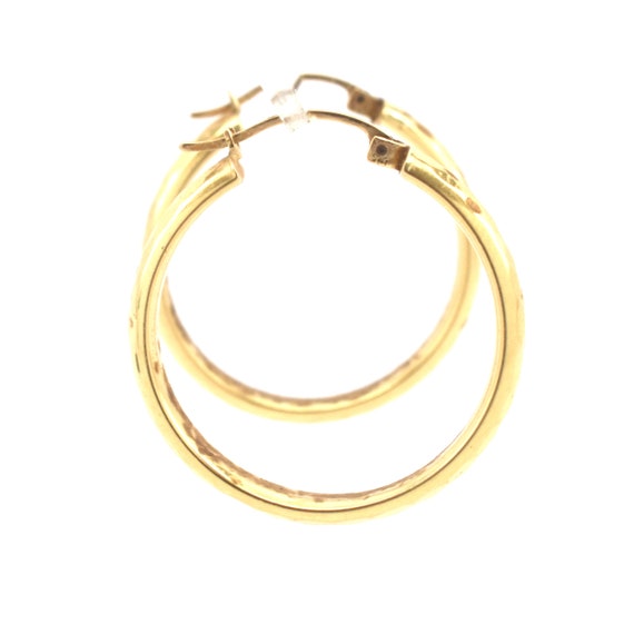 Estate Gold Hoops 14K Solid Yellow Gold Faceted H… - image 1