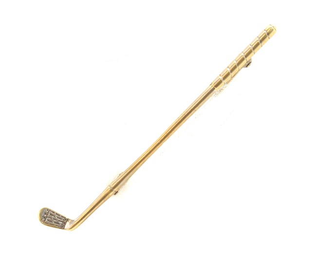Estate Golf Pin Vintage 14K Solid Yellow White Gold Golf Club Lapel Pin Holiday Gift