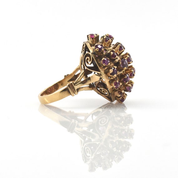 Estate Ruby Ring Vintage 14K Solid Yellow Gold Na… - image 5